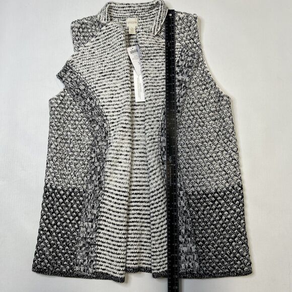 Chicos Textured Knit Sweater Vest Women's Size 3 XL Black Antique White NEW $99 - Picture 14 of 16